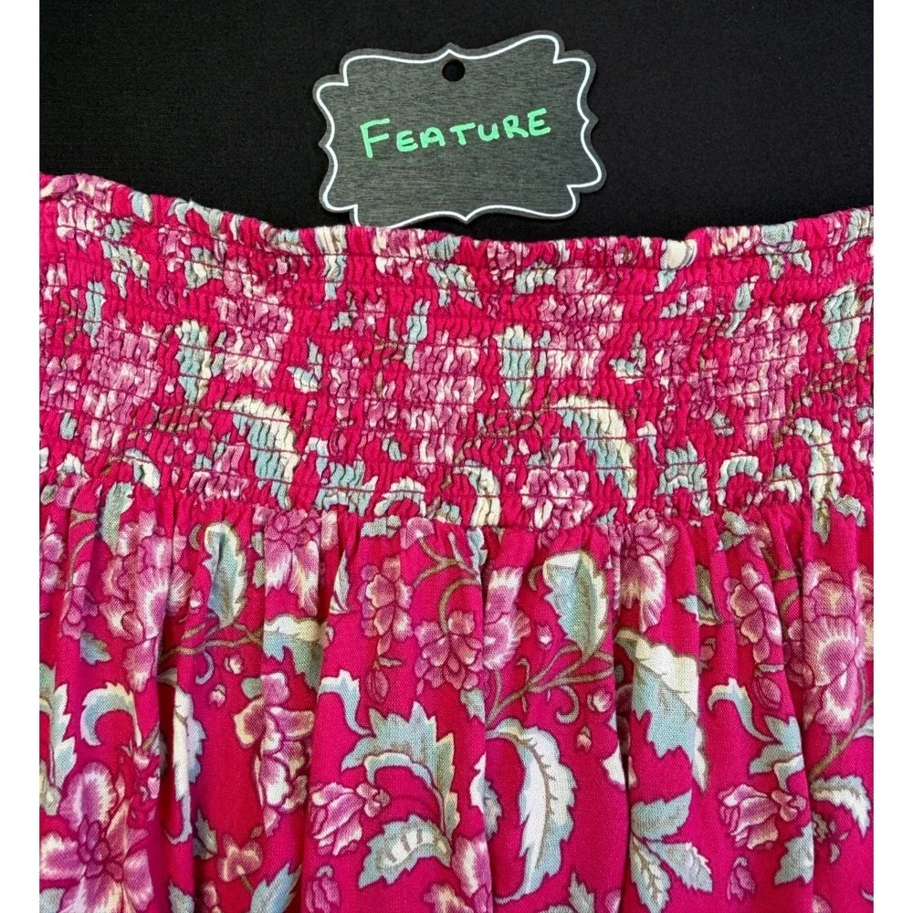 Natural Life Lisa Skirt XL Red Floral Maxi Spring Colorful Hippie Boho Cottage